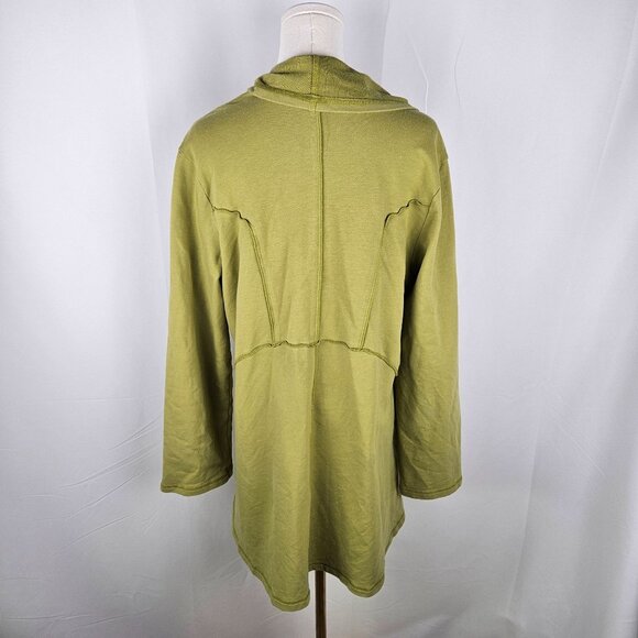 Habitat Cardigan Size Large Knit Moss Green Cotton Lagenlook - Picture 4 of 10